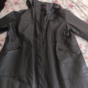 Women's long XL leather jacket